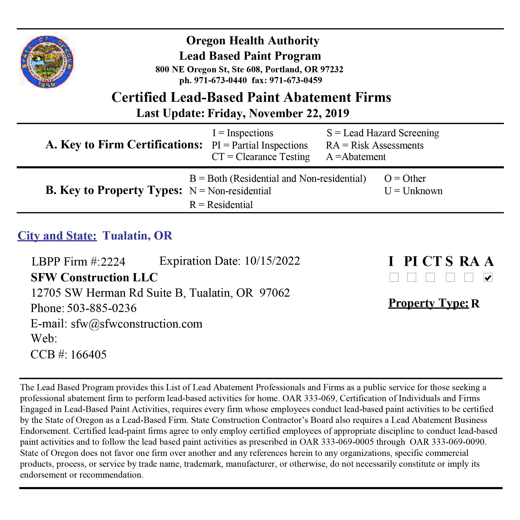 Lead Renovation Certified Paint Contractor Lead Paint Removal